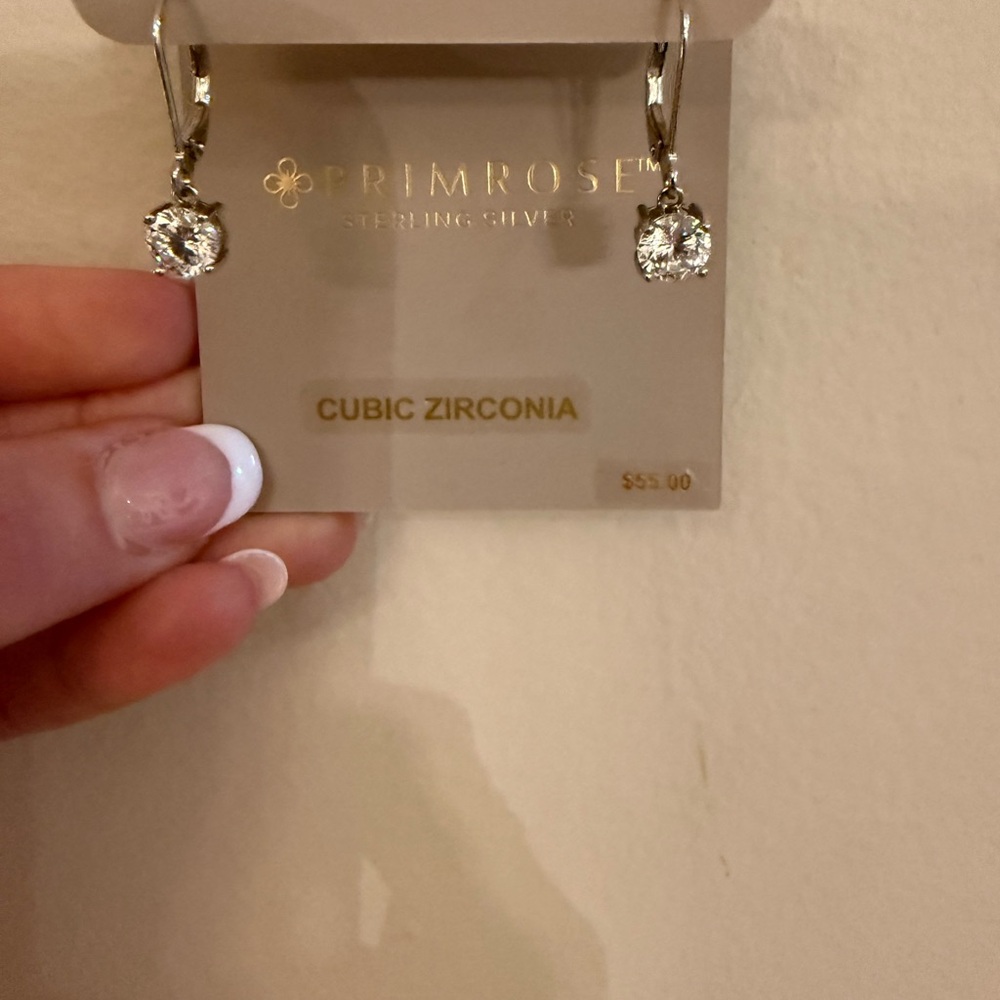 Primrose Sterling Silver Cubic Zirconia Drop Earrings